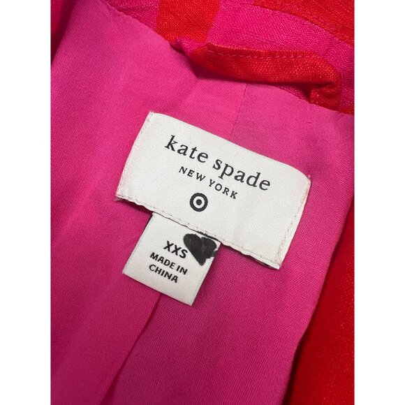 Kate Spade X Target Classic Rose Linen Blazer Fuchsia Pink Red Size XXS - Picture 12 of 13
